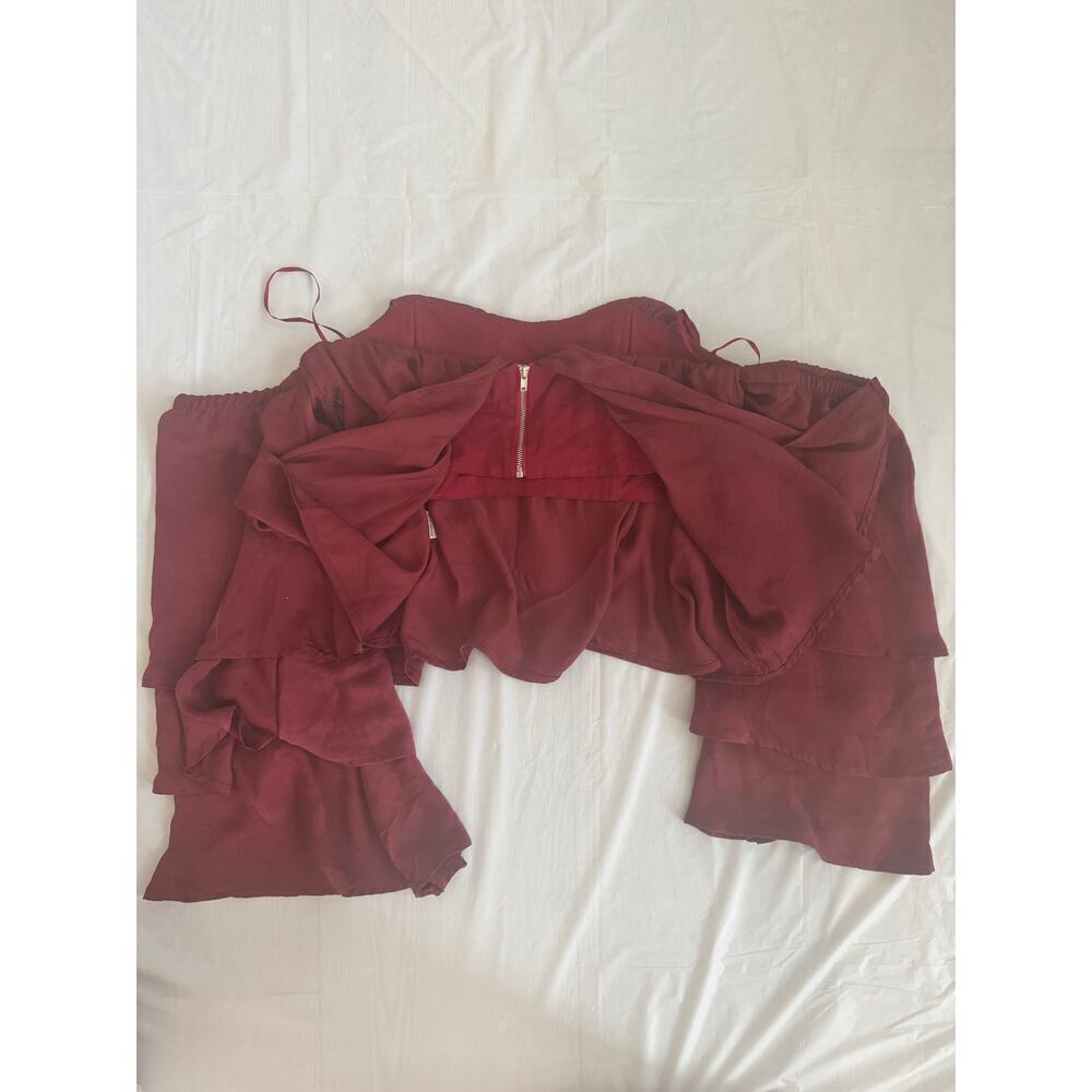 Lulus Burgundy Off Shoulder Top - Picture 2 of 6